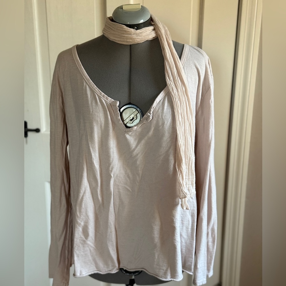 Pale Pink Top with Scarf